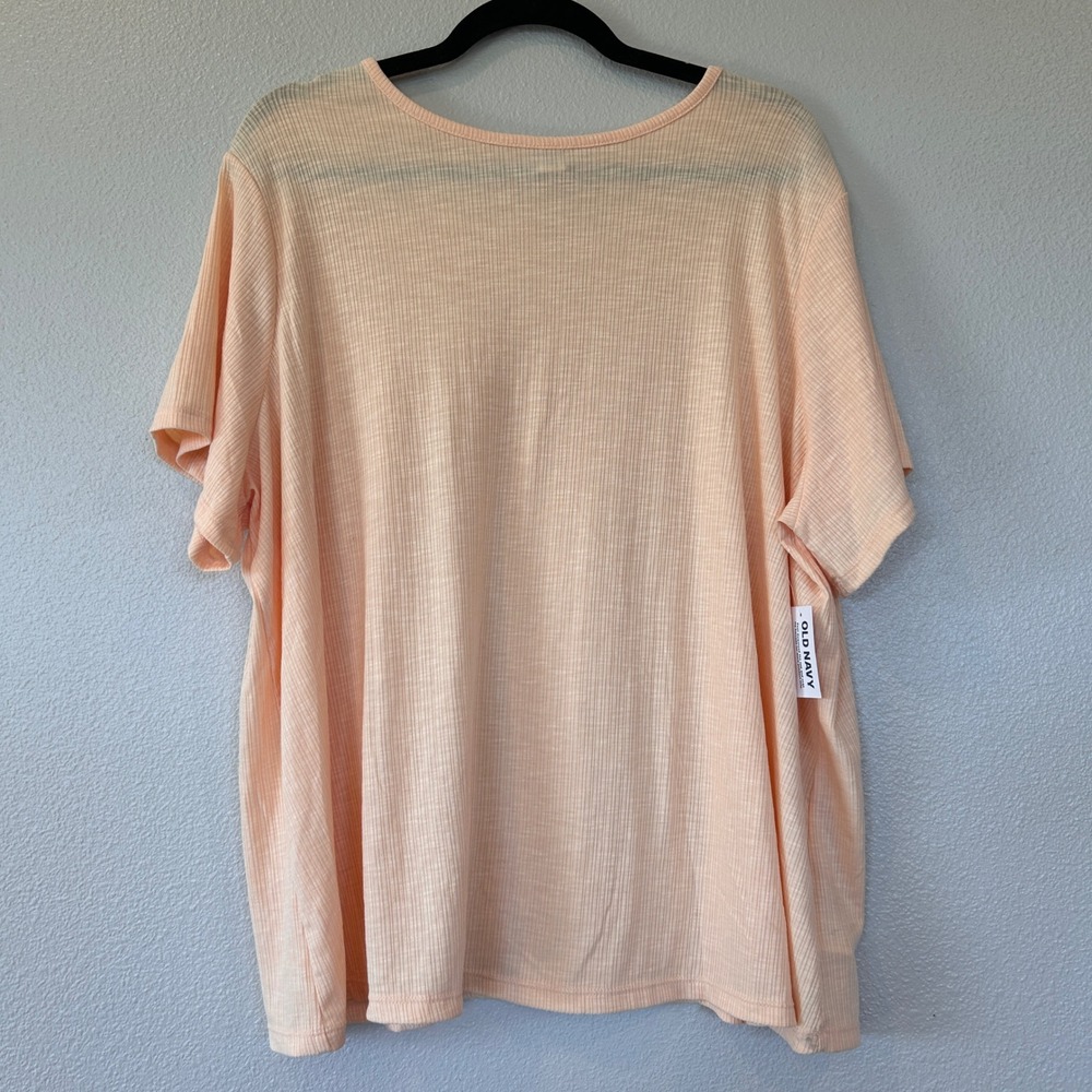 Old Navy Luxe Women 2X Peach Rib Knit Short Sleeve Relaxed Tee 807989-03-1